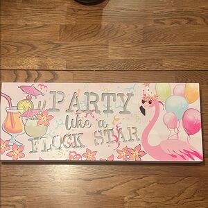 Flamingo Party Sign - Pink and Gray
